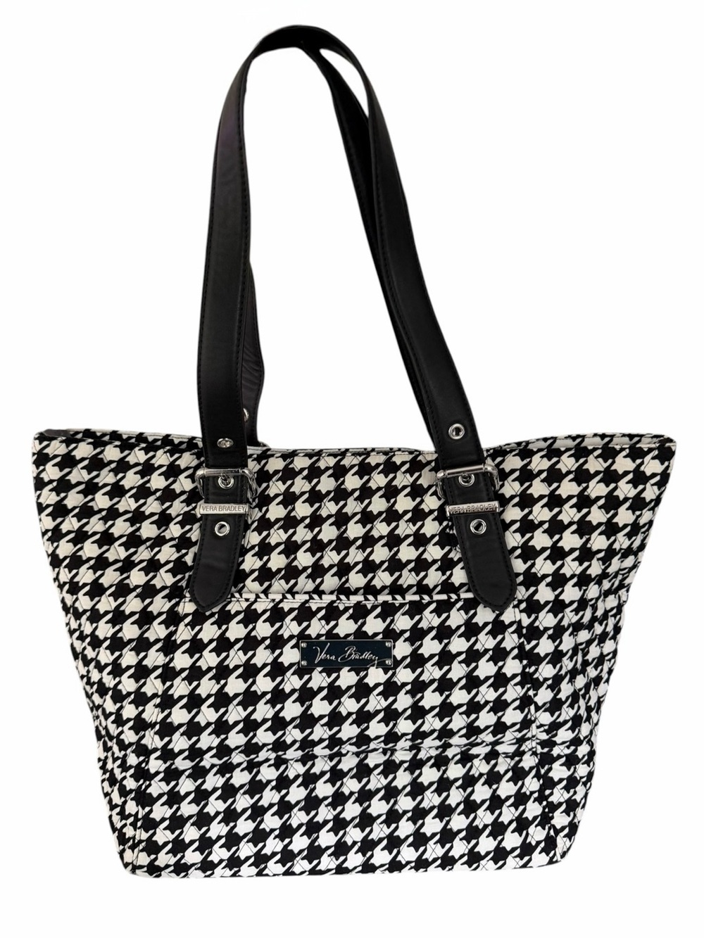 Vera Bradley Quilted Houndstooth Shoulder Bag Large Black and White NWOT
